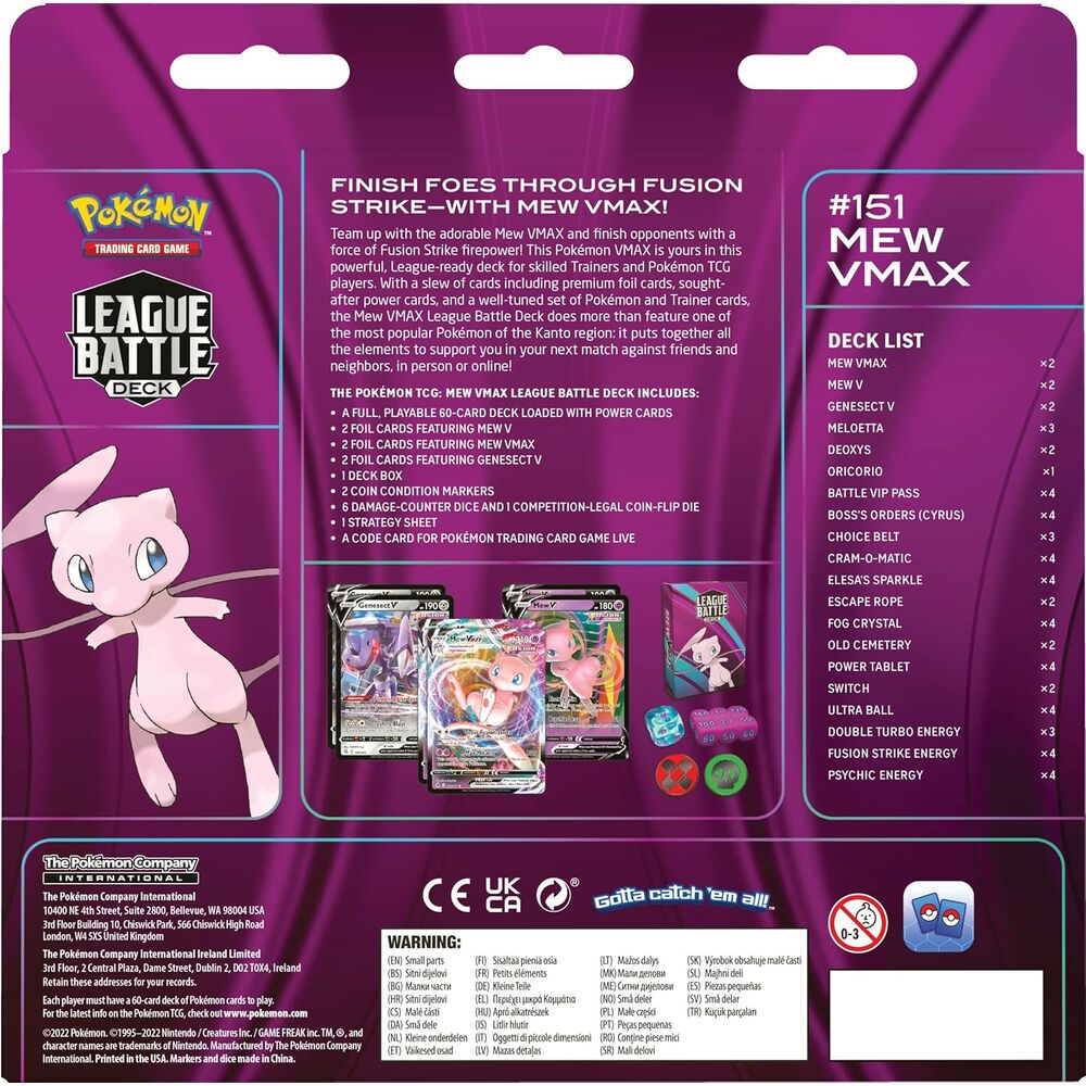 Baraja juego cartas coleccionables Mew VMax Pokemon ingles