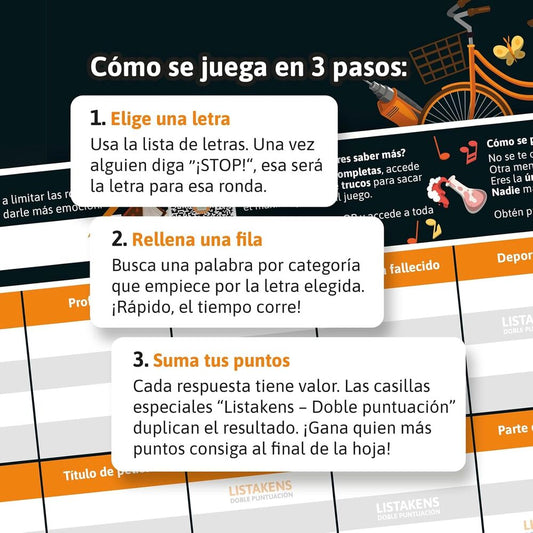 Juego mesa Listos Listas y Listakens espaƱol