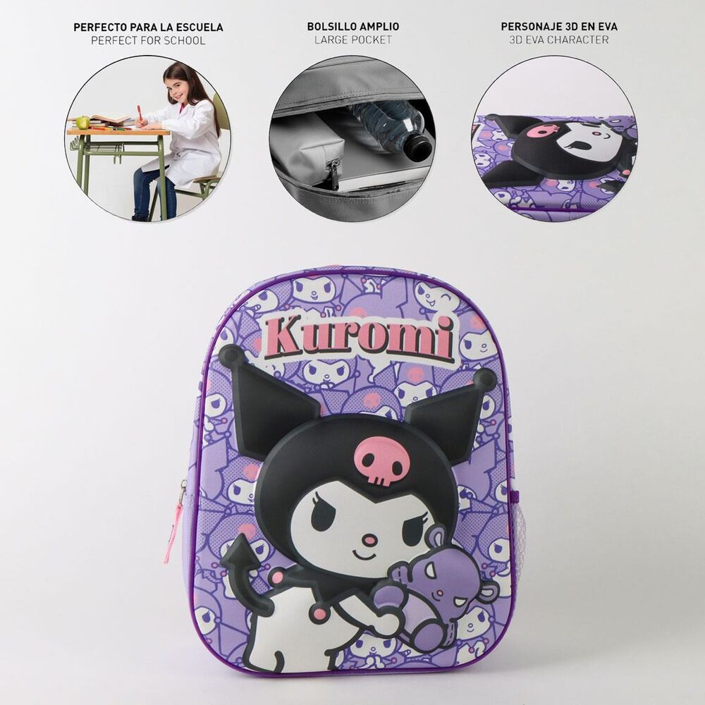 Mochila 3D Kuromi Hello Kitty 30cm