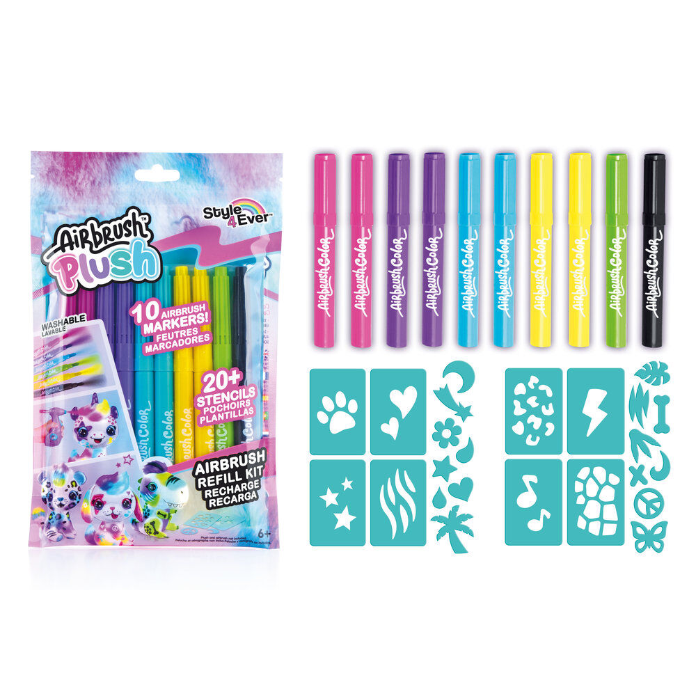 Recambio aerografo 10 rotuladores lavables Airbrush Plush
