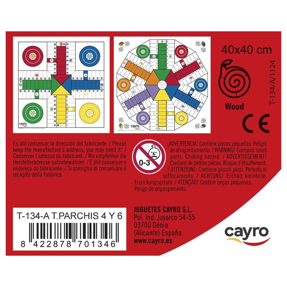 Tablero Parchis 4 y 6 jugadores madera