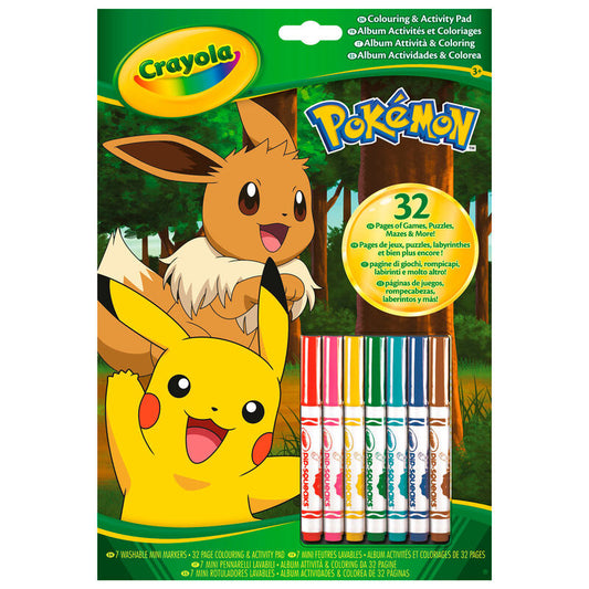 Libro actividades + 7 rotuladores Pokemon Crayola