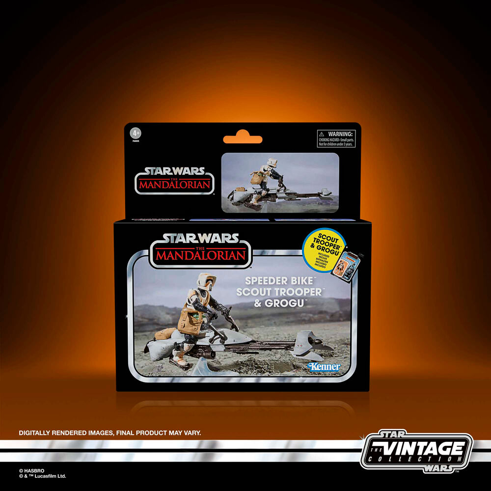 Figura Speeder Bike Scout Trooper & Grogu the Mandalorian Star Wars 9cm