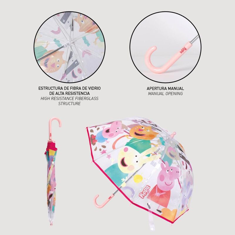 Paraguas manual burbuja Peppa Pig 45cm