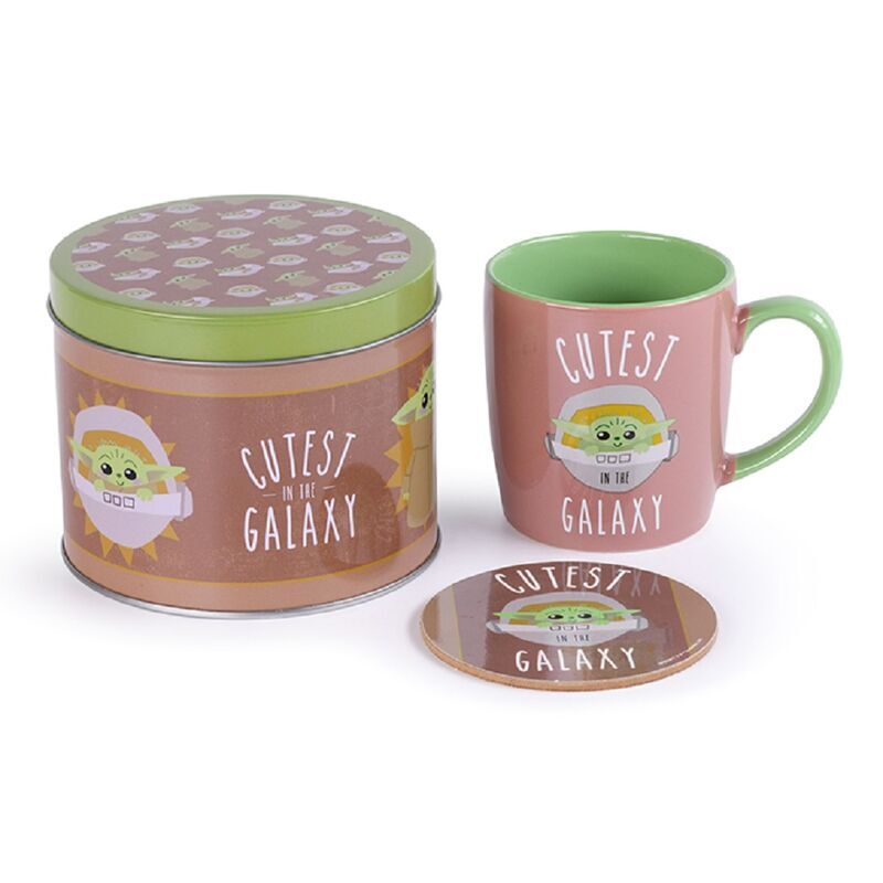 Lata regalo Taza + posavasos Mandalorian Star Wars