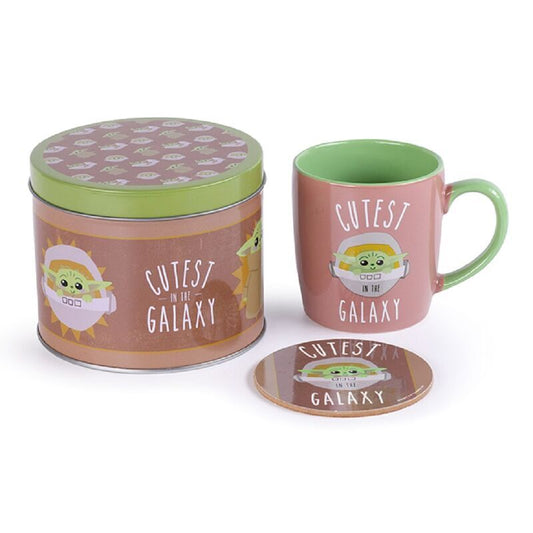 Lata regalo Taza + posavasos Mandalorian Star Wars