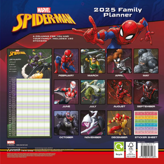 Calendario planificador familiar Spiderman Marvel