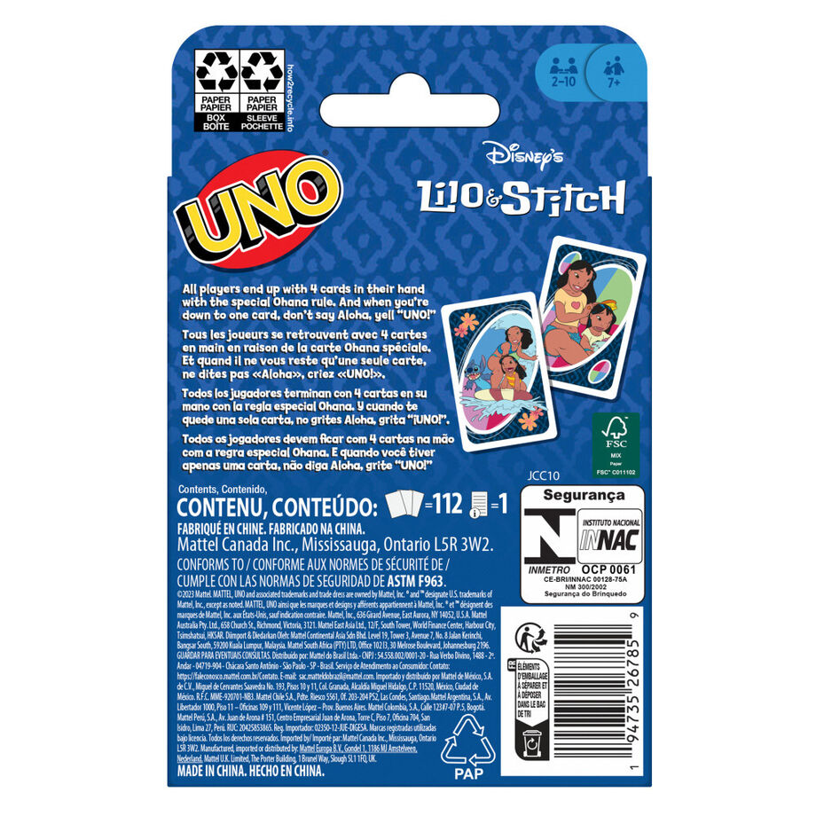 Juego cartas UNO Lilo & Stitch Disney