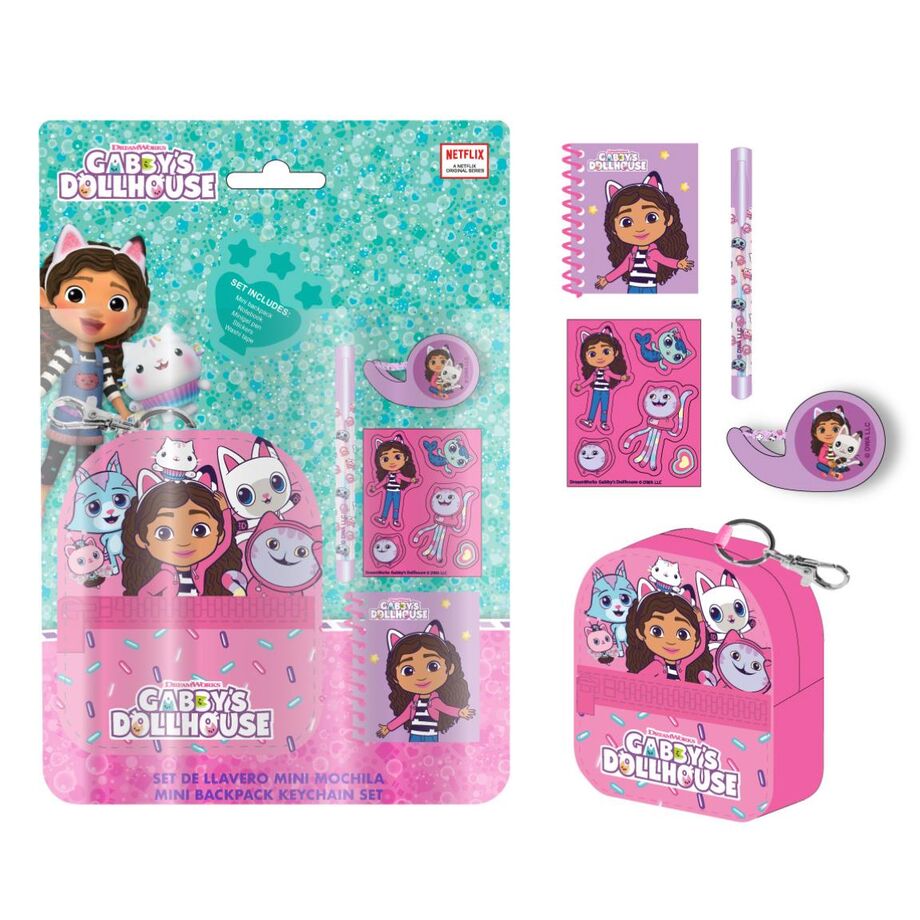 Set papeleria Mini Mochila La Casa de MuÃ±ecas de Gabby