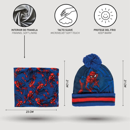 Conjunto gorro guantes braga cuello Spiderman Marvel