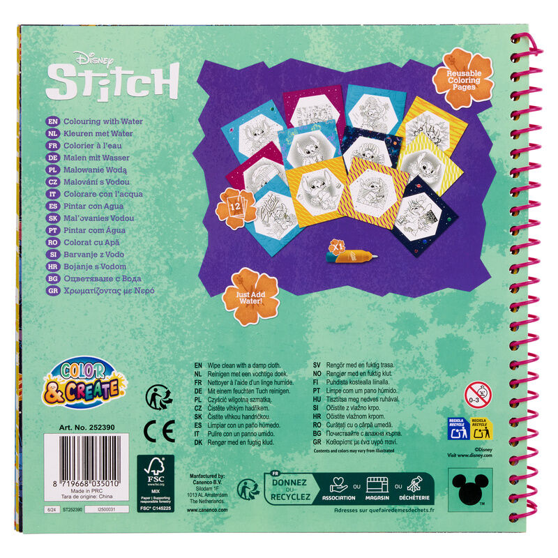 Libro magico pinta con agua Stitch Disney