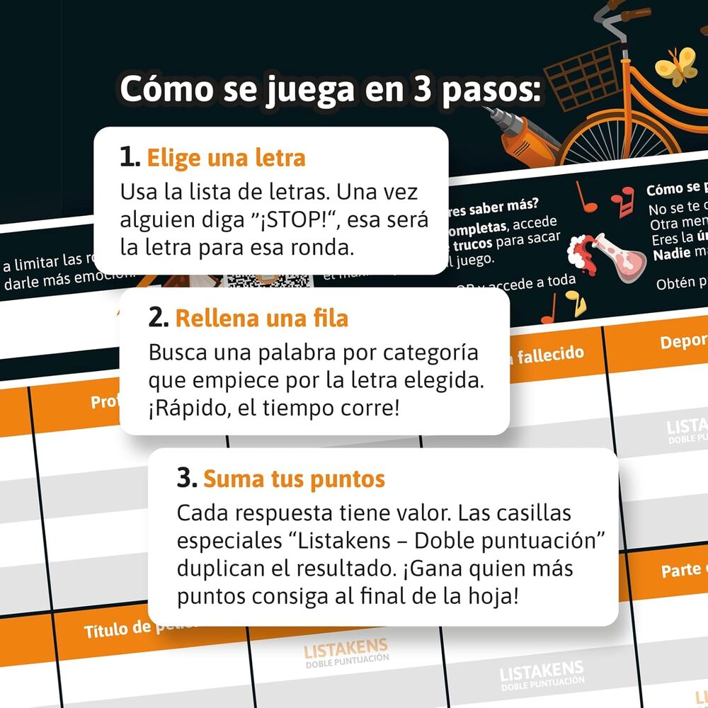 Juego mesa Listos Listas y Listakens español
