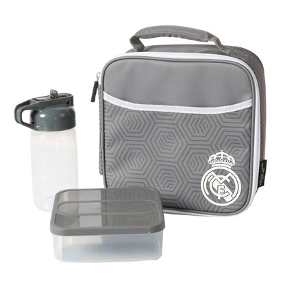 Bolsa porta alimentos termica + tupper + botella Real Madrid