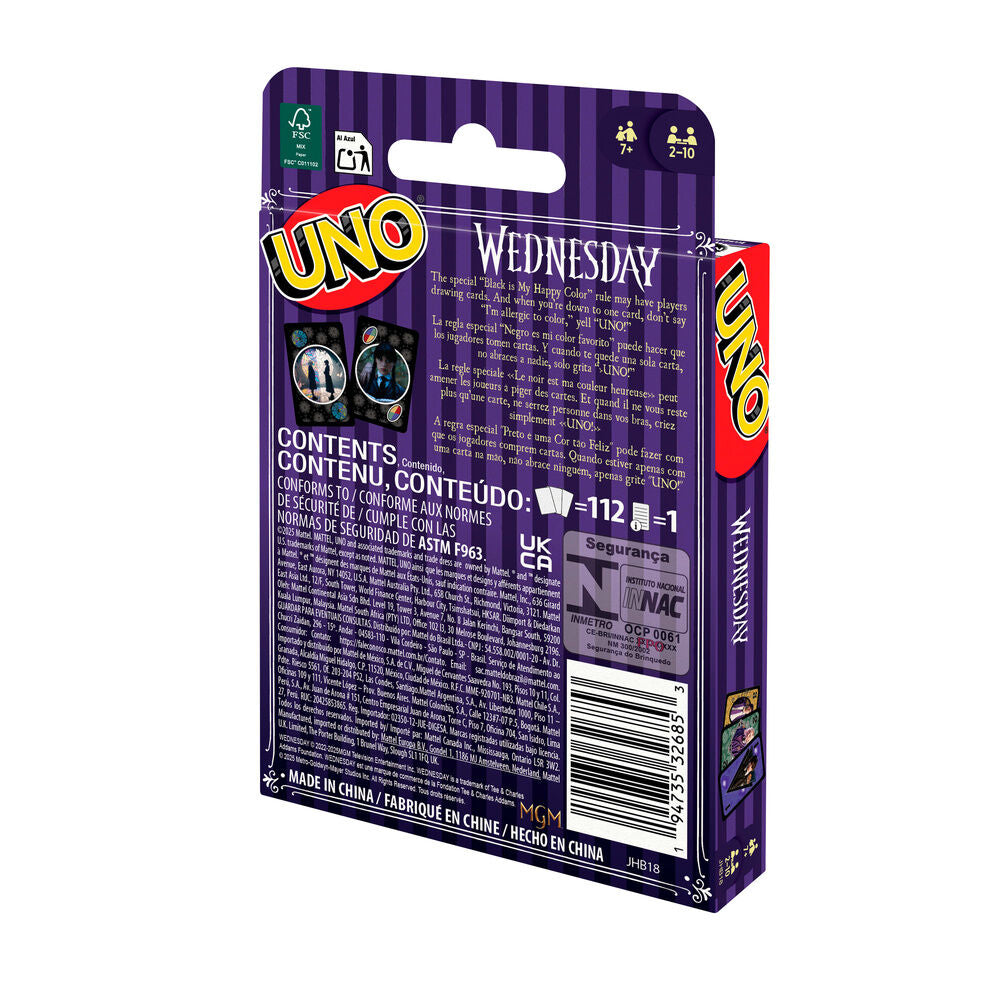 Juego cartas UNO Miercoles Wednesday