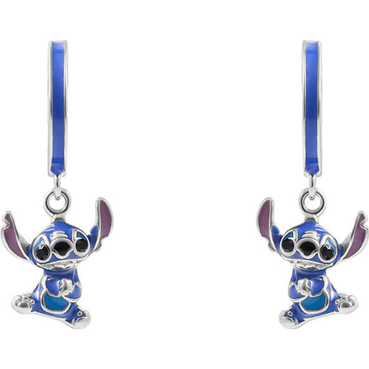 Pendientes Charm Stitch Disney plata