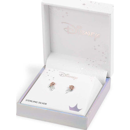Pendientes Rosa La Bella y la Bestia Disney plata