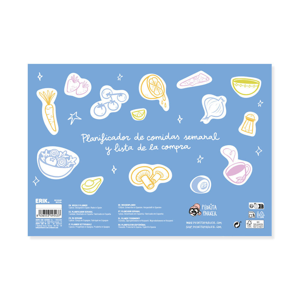 Planificador semanal comidas A4 Pedrita Parker