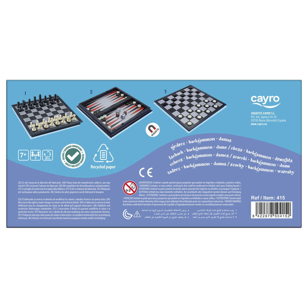 Juego Ajedrez & Damas & Backgammon magnetico