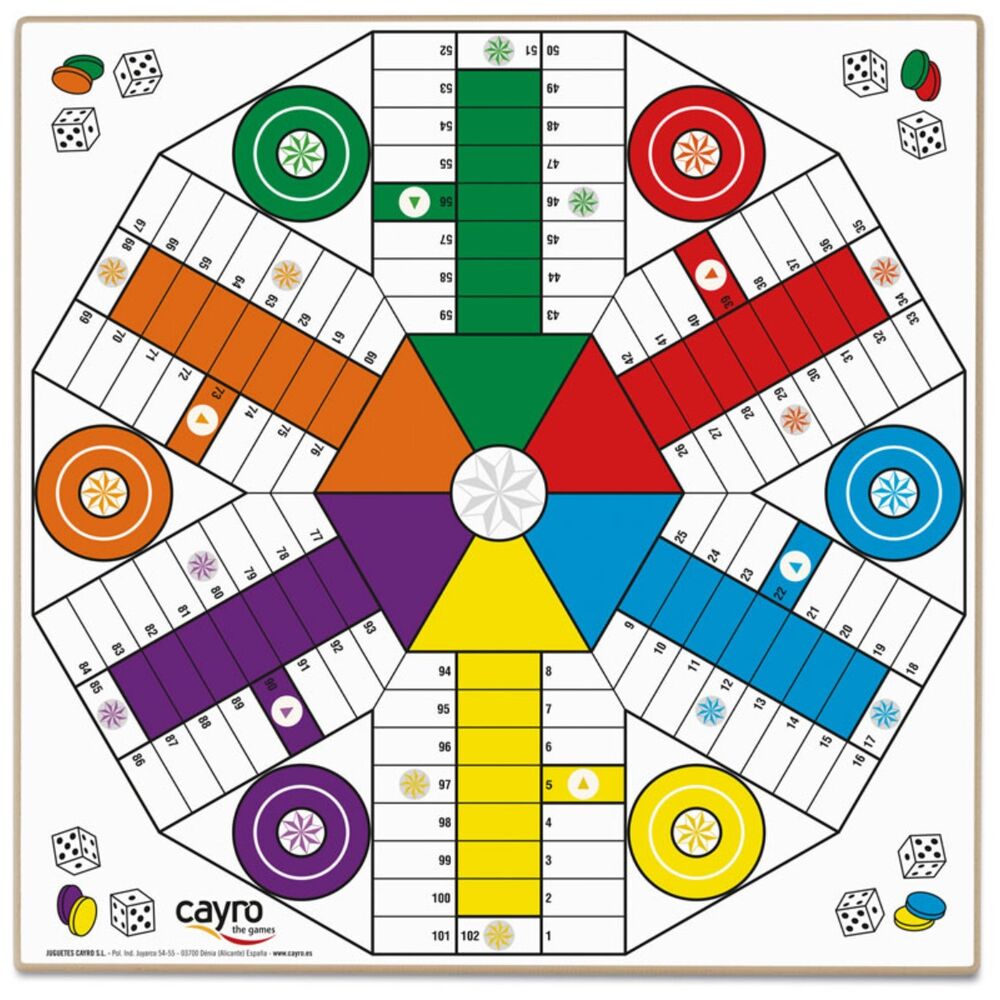 Tablero Parchis & Oca 6 jugadores madera