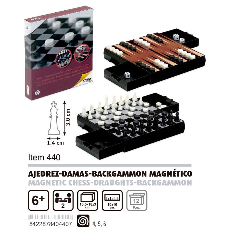 Ajedrez Damas Backgammon Magnetico cuadrado